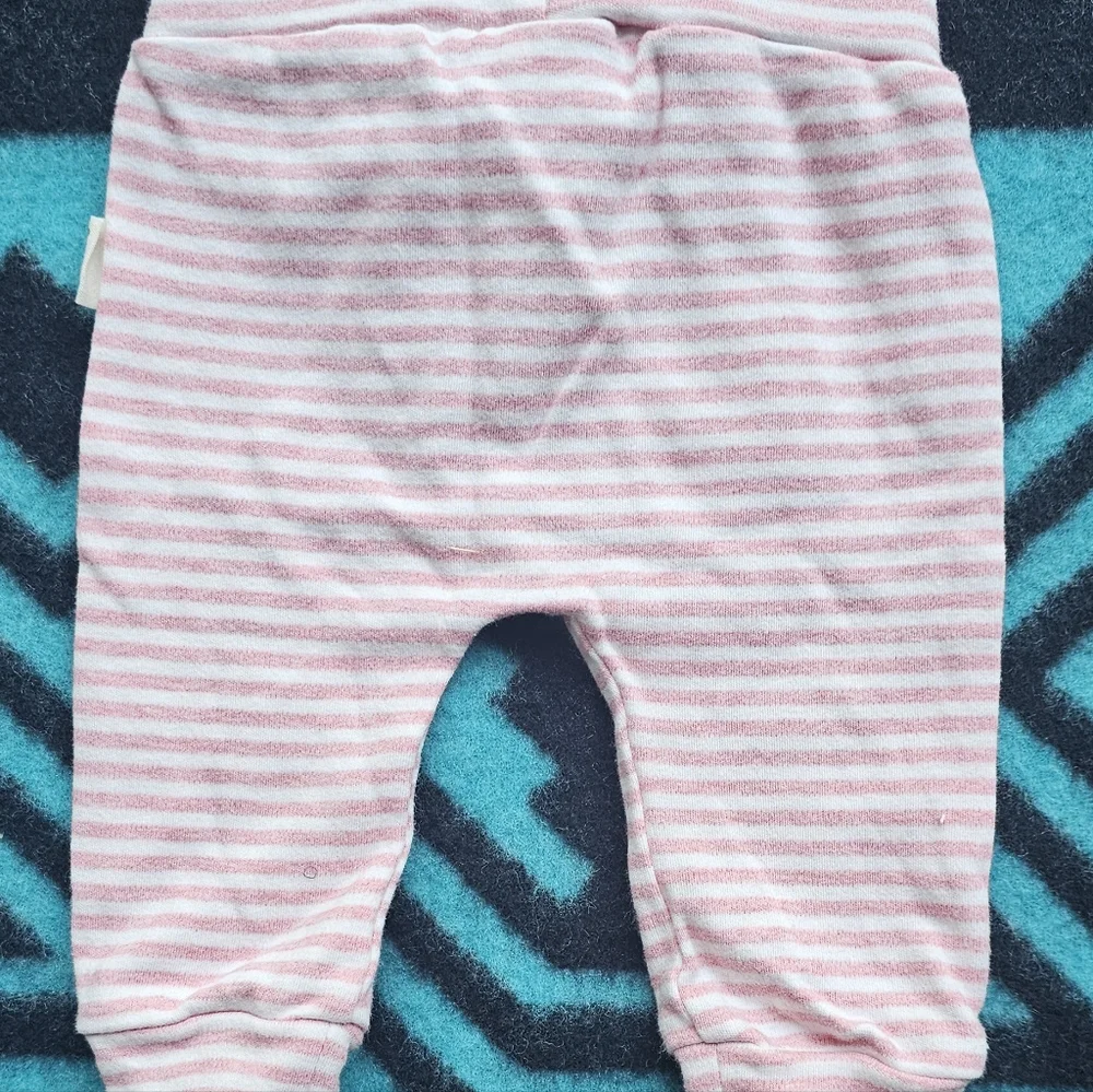 Emily & Oliver Rabbit Bear Girls Organic Cotton Striped Pull On Pants 0-3 Months - Picture 3 of 4